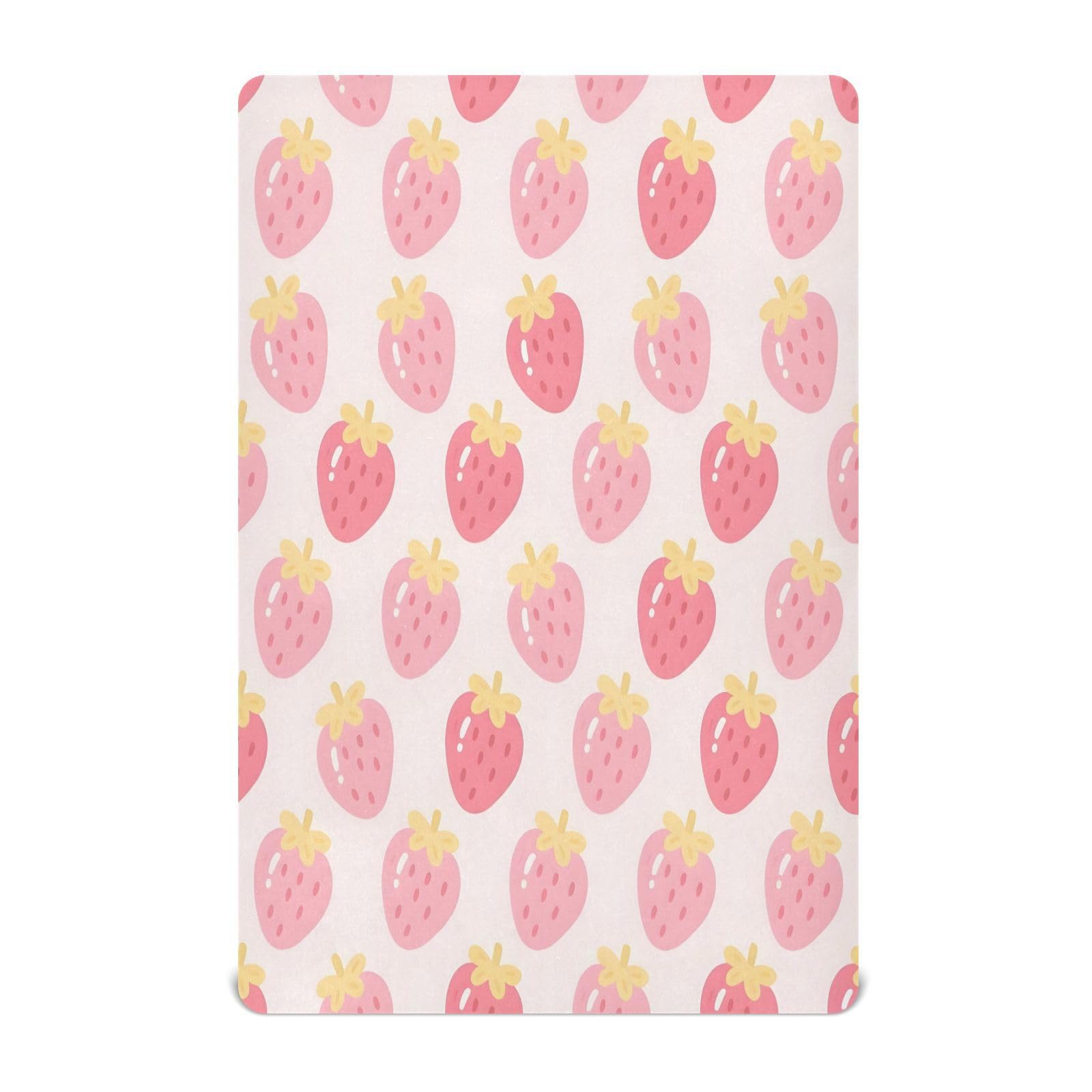 Drap-housse lit bébé fraises roses pour de douces siestes en microfibre