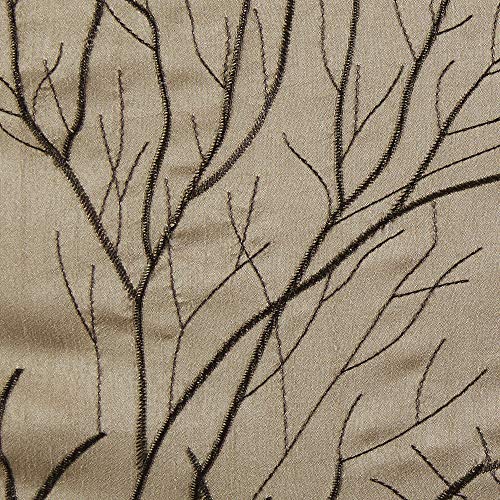Madison Park Andora Embroidered Rod Pocket Valance, Tree Small Faux Silk Valances For Window, 50" X 18", Tan #TOP4