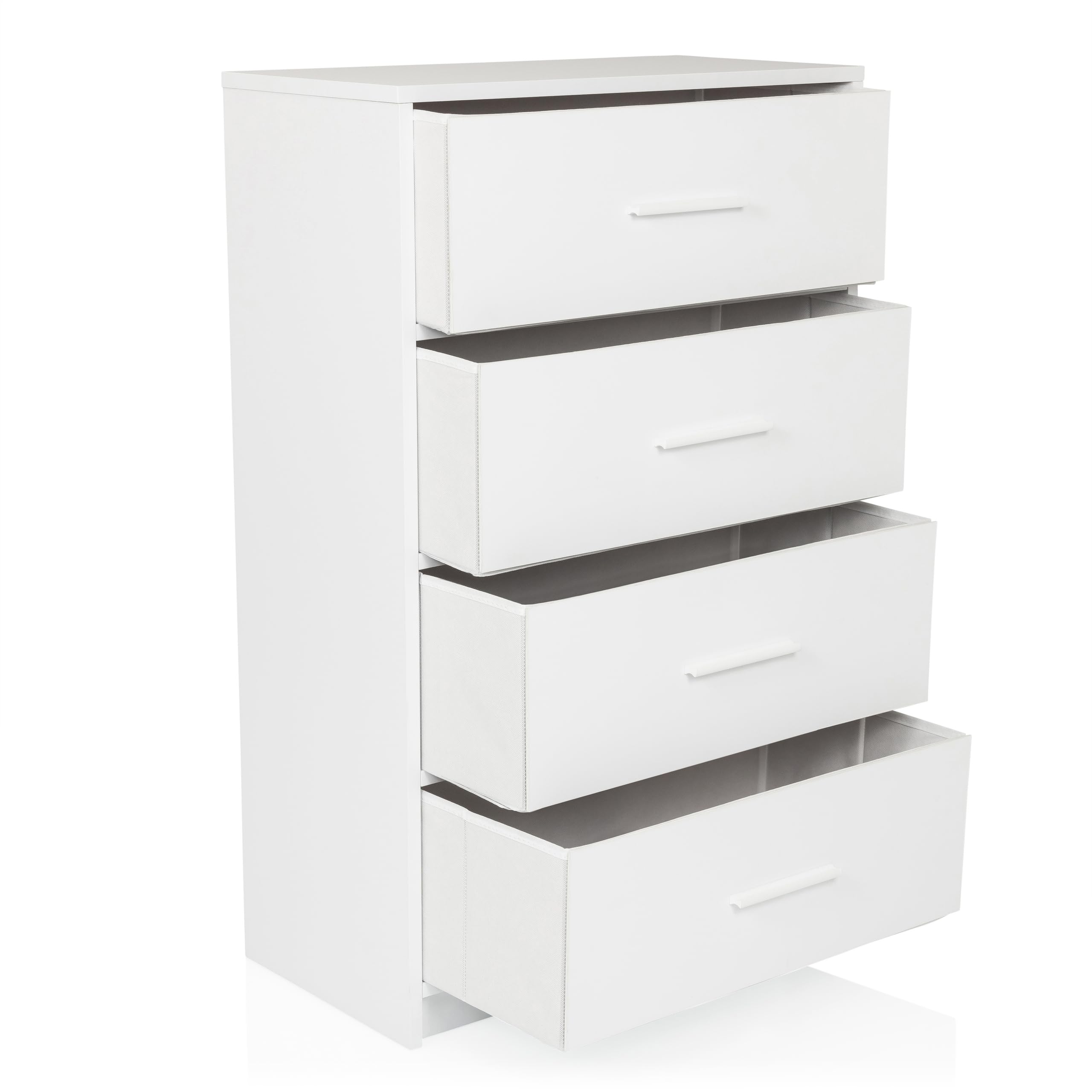 Cassettiera a 4 cassetti ESTORIA 58x30x91,5 cm Cassettiera in stile scandi per ufficio camera da letto soggiorno, bianco