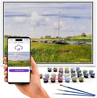 ZEYUPAIN Paint by Number for Adults Beginner at The Boat Landing Painting by William Merritt Chase DIY Acrylic Painting Kit for Hoom Decor Canvas