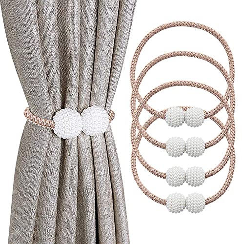 JOKILY Alzapaños magnéticos para cortina (4 unidades), hebillas de cortina para decoración de salón, oficina y dormitorio (dorado) Cover