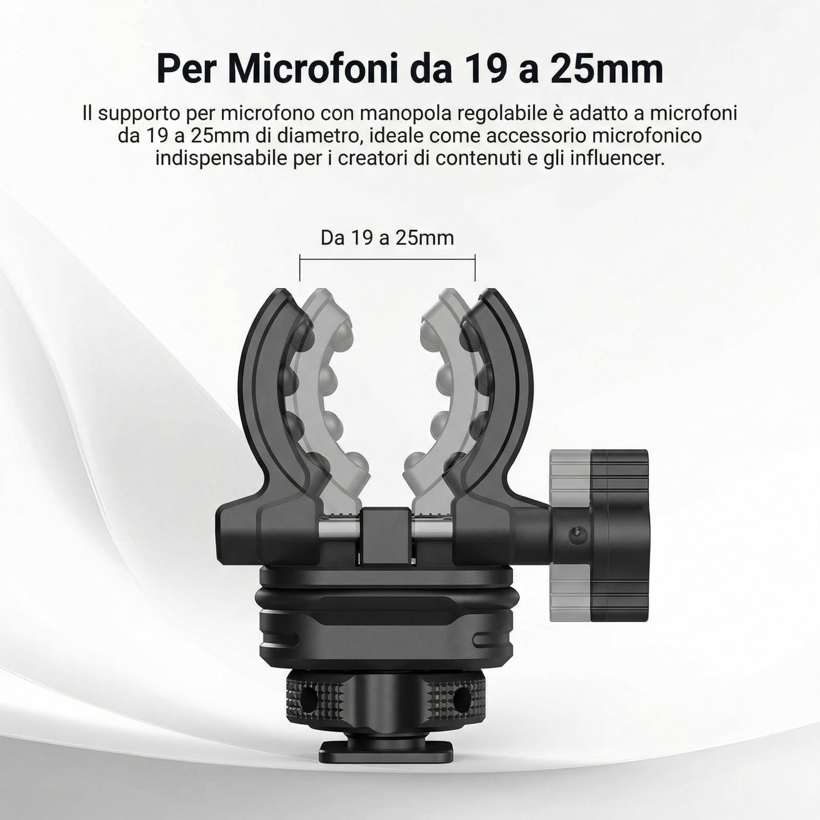 NEEWER Supporto per Microfono con Adattatore Cold Shoe, Accessori Porta Mic Antirumore e Antiurto con Cuscinetti in Silicone Integrati, per Microfoni da 0,7" a 1" (da 19 a 25mm) di Diametro, MH3