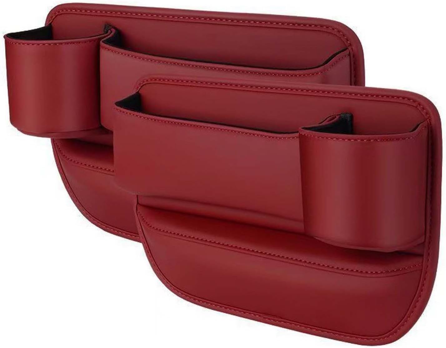 LANAZU Car Seat Gap Filler Organiser for Benz AMG GT C190 X290, Multi-Function Car Seat Gap Filler Organiser PU Leather Car Seat Gap Storage Box,Red/C