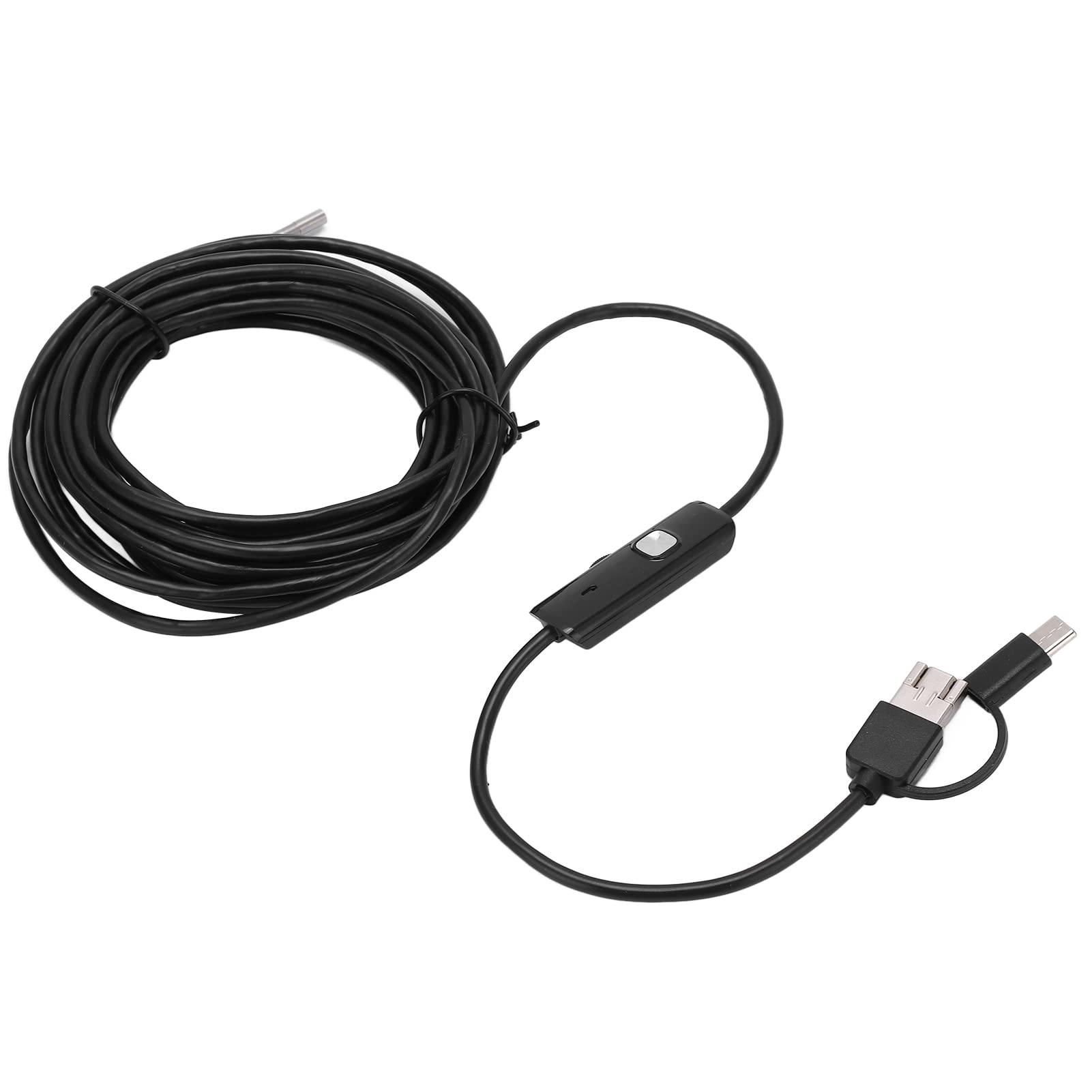 Fafeicy Endoscopio de 3,9 mm Cámara de inspección de alta resolución Tubería Teléfono móvil Endoscopio LED 6 luces LED IP67 a prueba de agua con interfaz tipo C para computadora PC (cableado 5 m)
