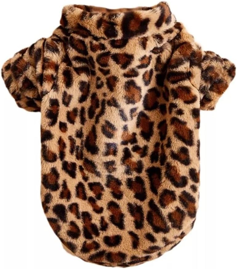 期間限定特別価格 Shypyg 冬のヒョウ柄の犬の服ペットセーターフレンチブルドッグソフトコートミディアム犬の服ファーパーカー Color M Code A Size