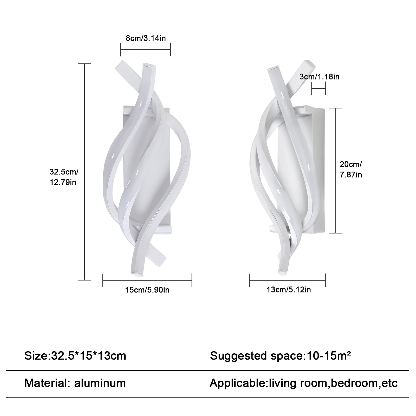 Comely Applique da Parete LED Moderna, 22W 2500LM Lampada da Parete LED, Bianco Lampada a Muro Interni per Soggiorno, Camera da Letto, Scale