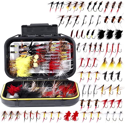 PLUSINNO Fly Fishing Flies Kit, 26/78Pcs Handmade Fly Fishing Gear...