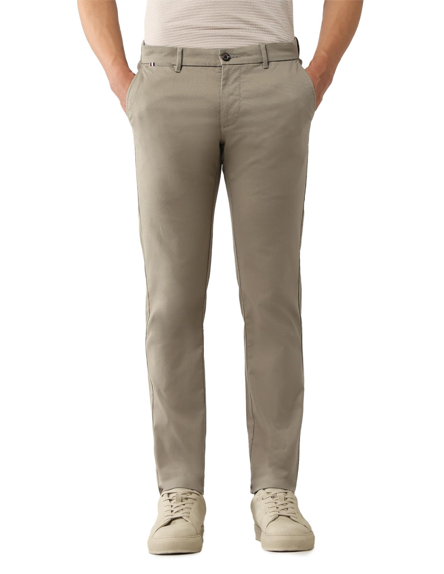 arrow sports Men's Dobby Slim Fit Solid Chinos-picture-39