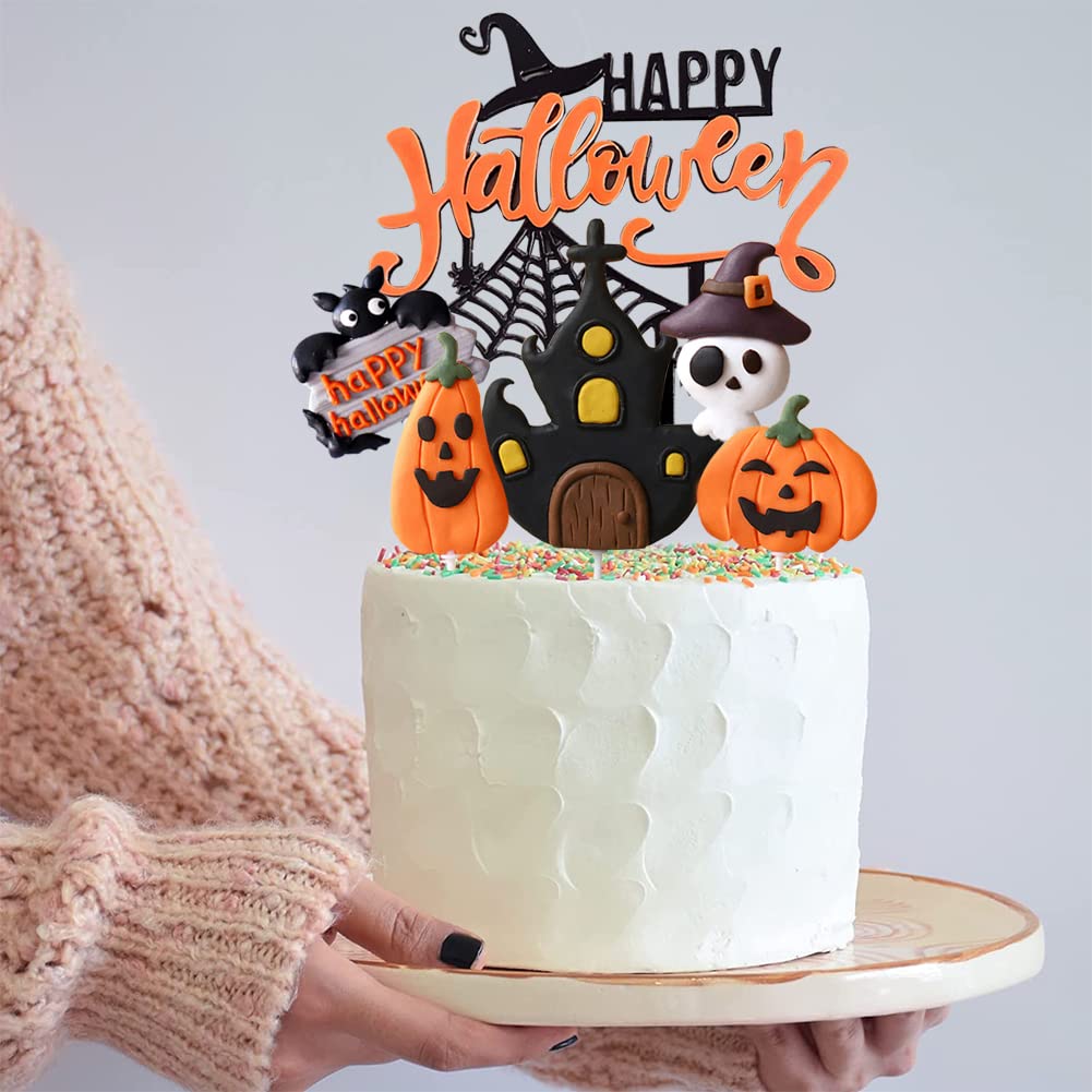 SUNSK Halloween Kuchen-Deko – 6-teiliges Set Mit Kürbis & Geistern | Cake Topper Für Muffins & Torten