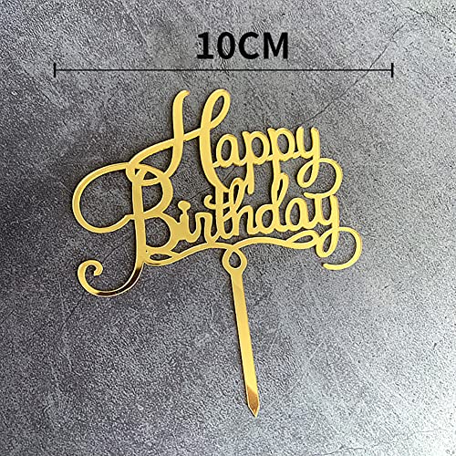 12Pcs Acrylic Happy Birthday Cake Toppers,Gold Double-Sided Cake Topper Birthday Cake Decoration Supplies #TOP5