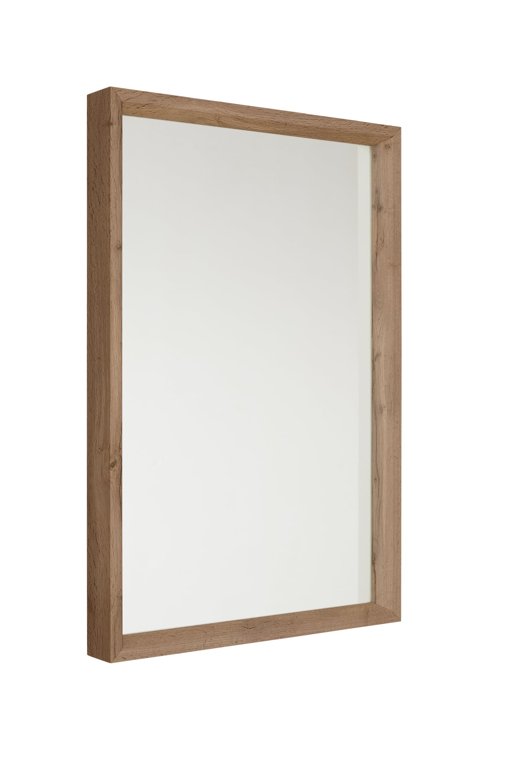 Mobile bagno salvaspazio con lavabo e specchio, Finitura Quercia, Ideale per spazi ristretti L.41 P.23 H.165 cm