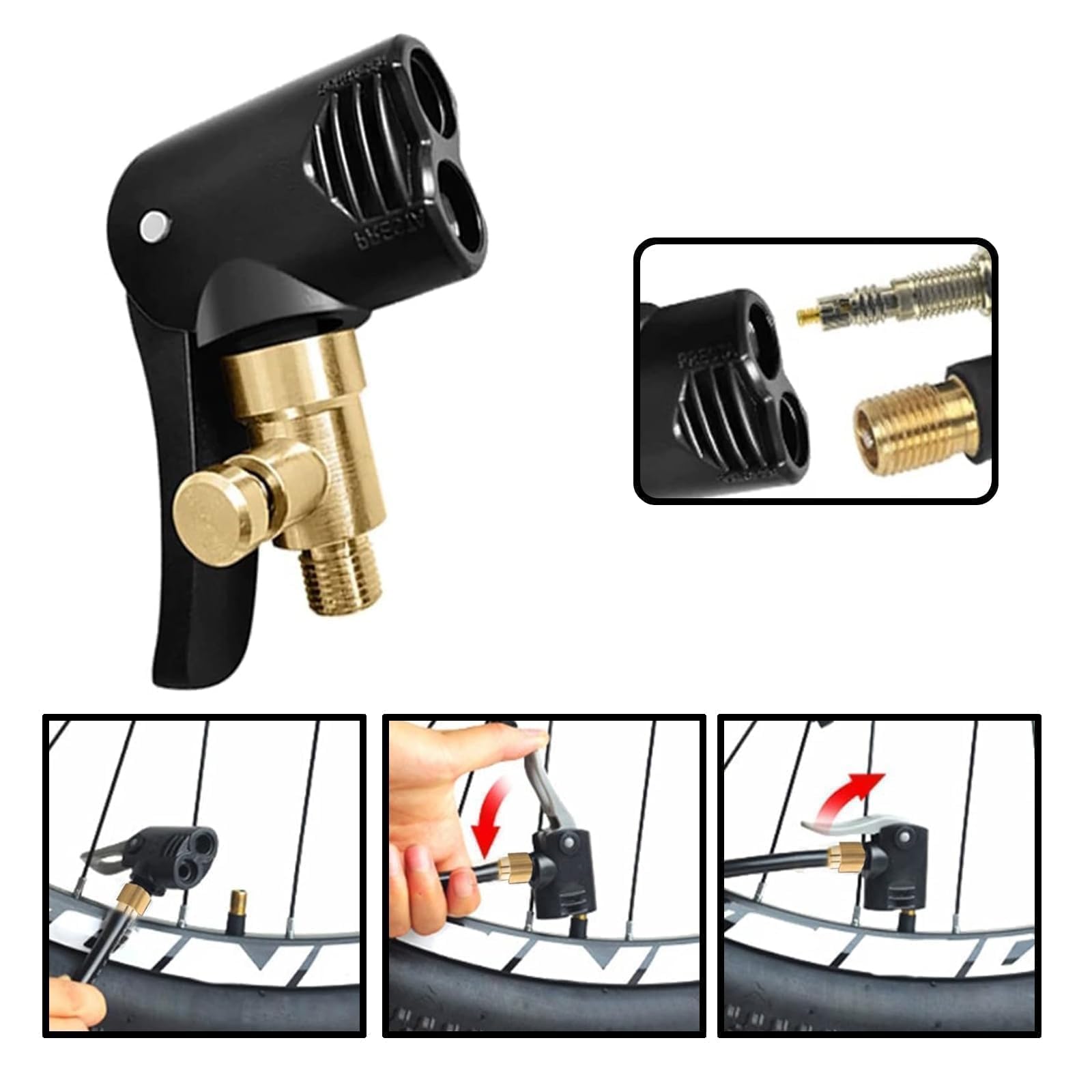 ANBOO 8 sztuk Adapter do wentyla francuskiego Wentyl samochodowy na wentyl francuski, Złącze do pompy do opon Złącze do pompy do szyn, Przedłużka do wentyla Zestaw wentyli, Akcesoria do napełniania