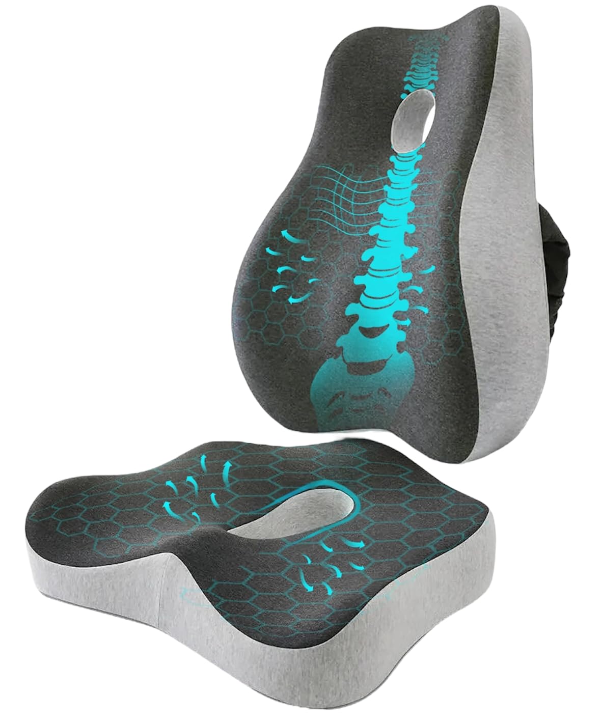 BUY ME Cojin coxis,Respaldo Asiento Coche, cojin Lumbar Silla Oficina, cojin sillas con Espuma viscoelastica Alta Densidad, Antideslizante, Lavable, antiescaras,hemorroides, Dolor Espalda