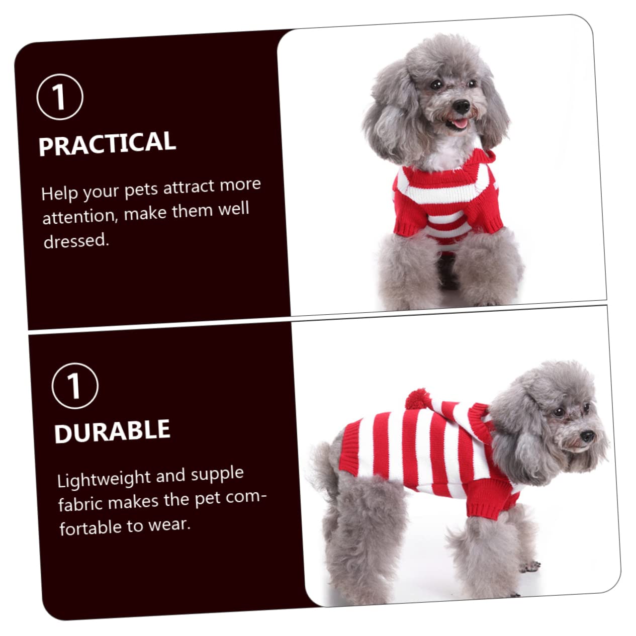 minkissy 3pièces Pull pour Chien Tricot avec Capuche Vêtement De Noël pour Animaux De Compagnie Costume Adorable pour Hiver Et Séances Photos