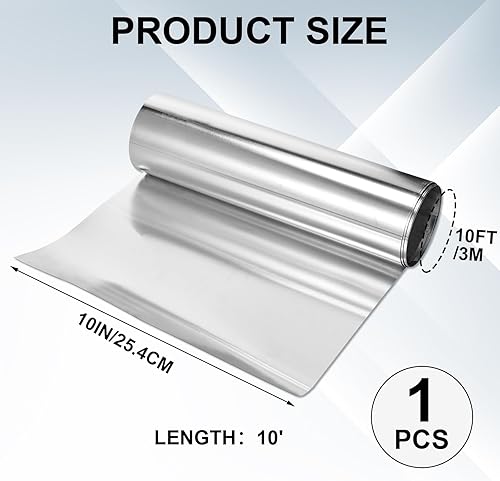 Miniatura 2 de Therwen 1 rollo de aluminio intermitente de techo para sellar ventanas, puertas, revestimientos, manchas de musgo y moho (10 pulgadas x 10 pies)