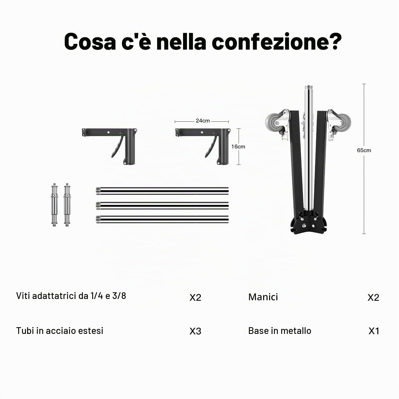 Soonpho Metal Heavy Roll Stand Studio Stand 240cm Robusto Stativo Fotografico con ruote per treppiede e kit di 2 maniglie scorrevoli,capacità di carico massimo 15kg per Monolight Softbox Reflector