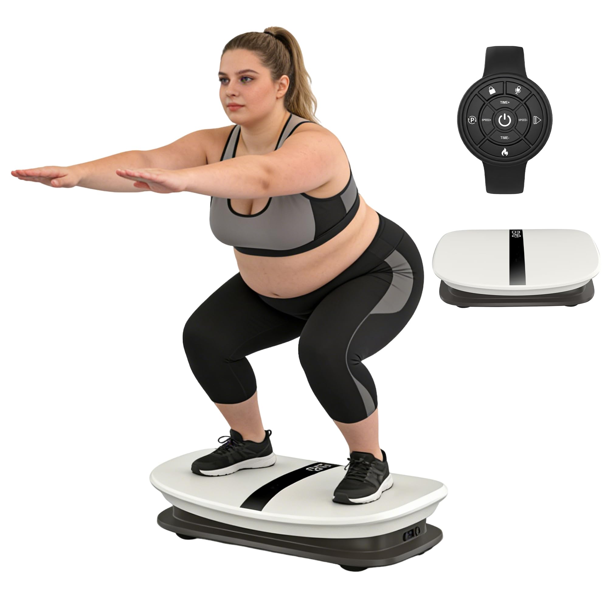 Vibrationsplatte, Fettverbrennung&Muskelaufbau, Ganzkörper-Vibration, Integrierter Bluetooth-Lautsprecher, 30 einstellbare Geschwindigkeiten, leiser Motor, Rüttelplatte für Frauen & Männer, 120KG