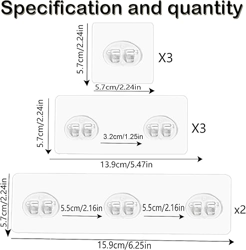 Miniatura 5 de Paquete de 8 soportes adhesivos de repuesto para regadera, tiras adhesivas para organizador de ducha, ganchos de pared transparentes resistentes al