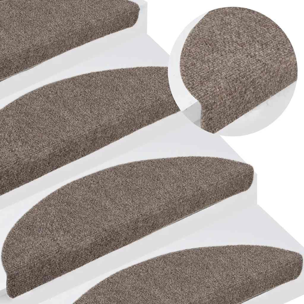 Lot de 10 tapis d'escalier autocollants - Beige - 56 x 17 x 3 cm - Antidérapant - Avec protection acoustique - Lavable - Pour escaliers en bois, animaux de compagnie, enfants, protection