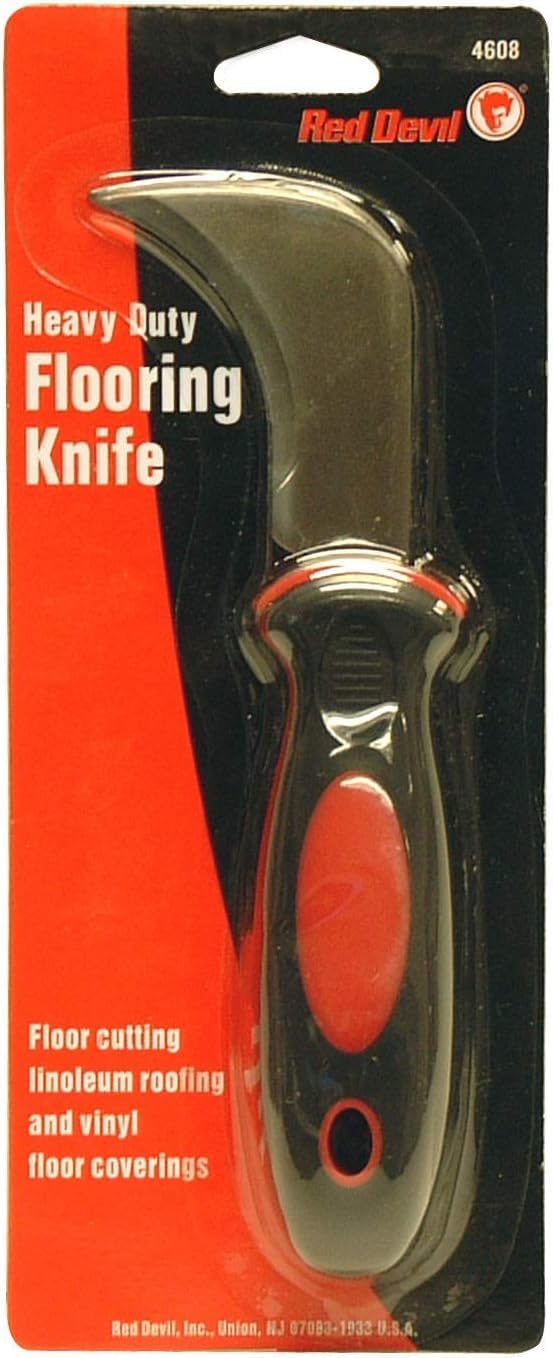 Red Devil 4608 2.5-Inch All Purpose Flooring Knife with High-Carbon Steel Blade, Non-Slip Comfort Grip Handle, Ideal for Flooring, Carpeting, Vinyl, and Drywall Tasks
