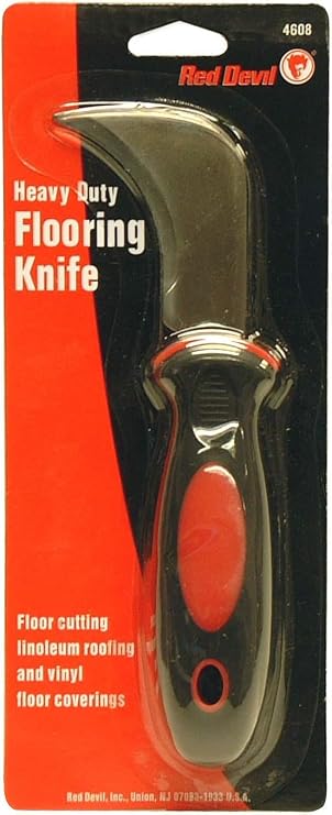 Red Devil 4608 2.5-Inch All Purpose Flooring Knife with High-Carbon Steel Blade, Non-Slip Comfort Grip Handle, Ideal for Flooring, Carpeting, Vinyl, and Drywall Tasks