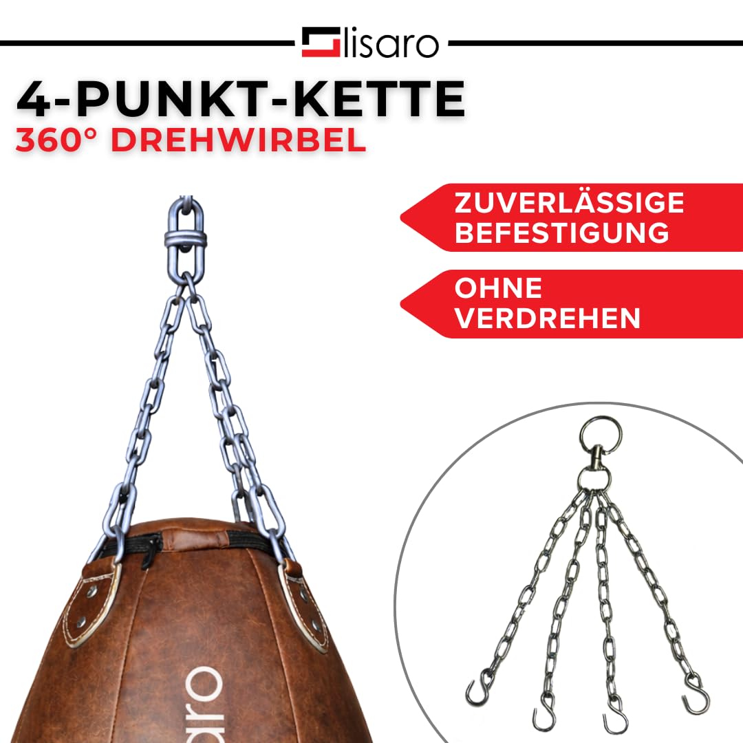 Lisaro Profi Maisbirne 70 cm – Boxbirne Punchingball hängend – 17 kg gefüllt – Premium Kunstleder Punching Bag für Boxen, Muay Thai, Kickboxen, MMA & BJJ – Boxsack Training für Gym & Home Gym