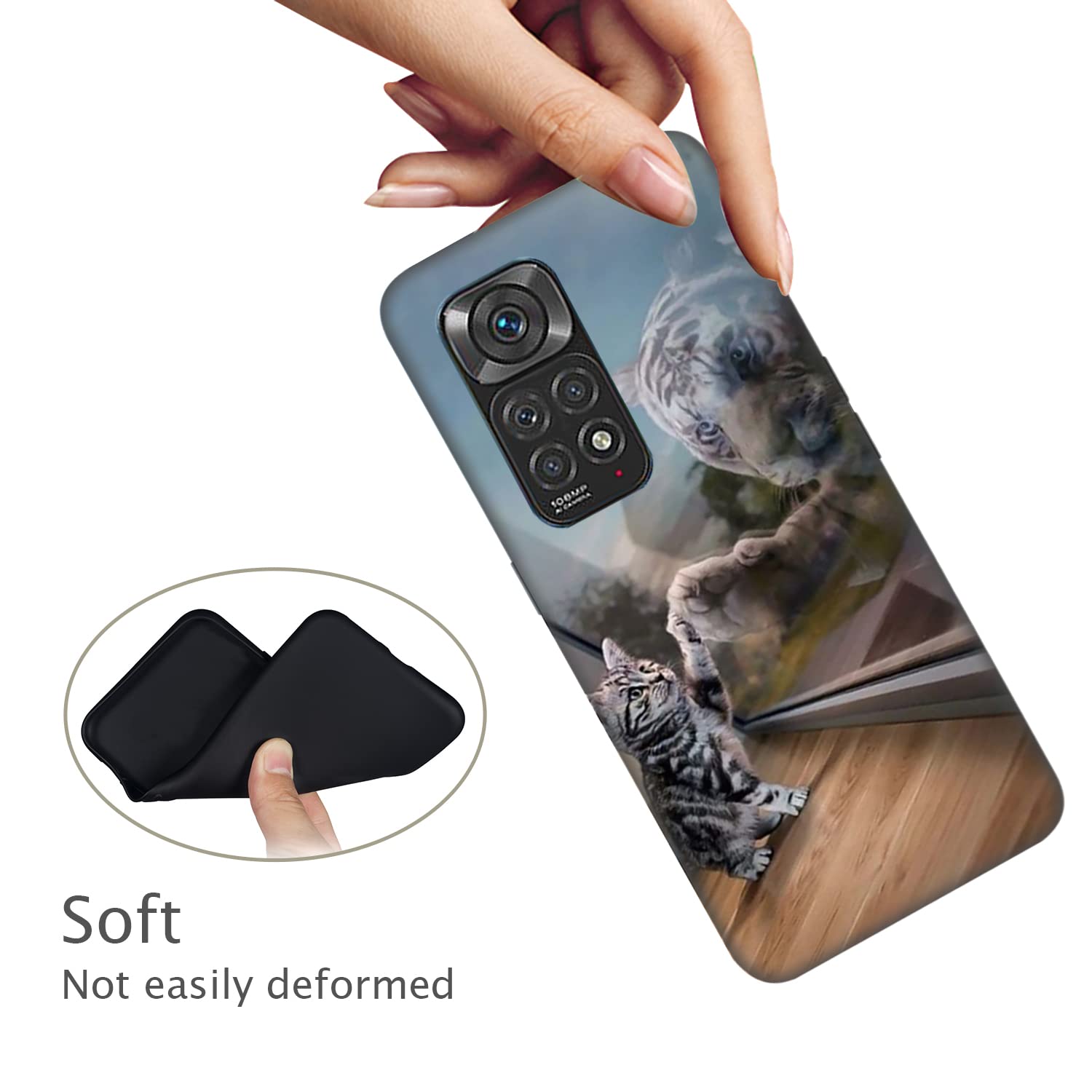 XINYEXIN Clear Cover per Xiaomi Redmi Note 11 4G / Redmi Note 11S 4G (6.43) Motivo Carino Gatto Custodia Trasparente Antiurto Morbido TPU Bumper Case