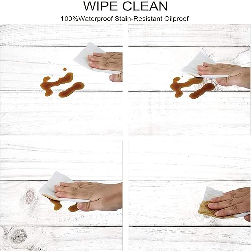 Miniatura 3 de ESFVRG Mantel ovalado gris y blanco, tablones de madera, líneas horizontales, madera rústica, fondo de roble suave, comedor en interiores y