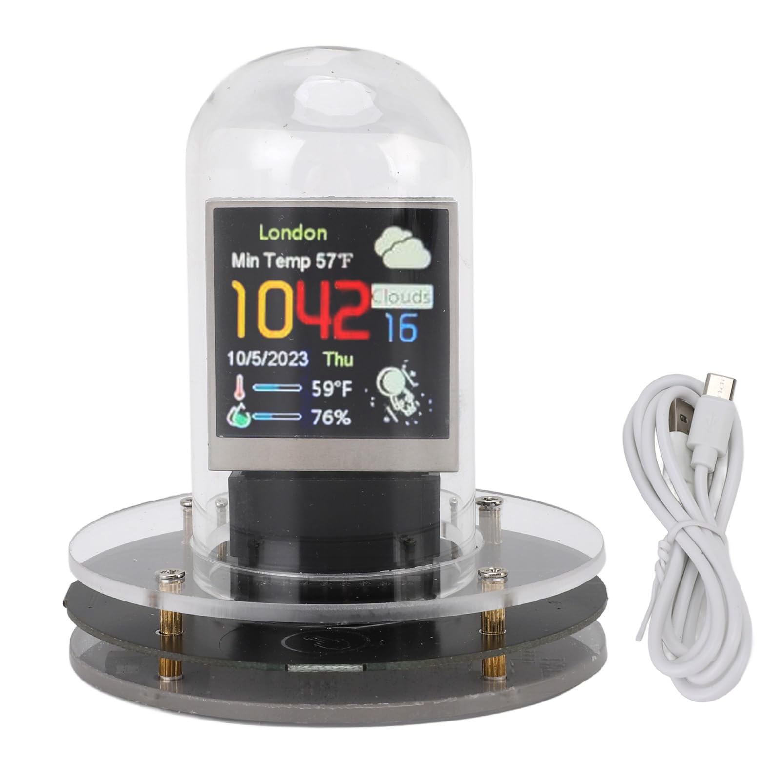 YUYTE Orologio a Tubo con Schermo da 1,54 Pollici, Display Luminoso con