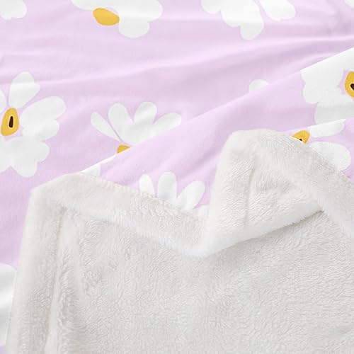Miniatura 3 de Daisy Florals Throw Blanket,Hippie Flowers Blanket for Room Decor,70s Retro Floral Fleece Blankets,All Seasons Super Soft,Queen 90"x90"