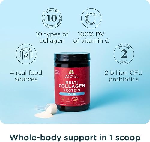 Miniatura 17 de Ancient Nutrition Péptidos de colágeno en polvo, proteína de colágeno múltiple, mujeres y hombres, vitamina C, probióticos, colágeno hidrolizado