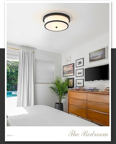 Miniatura 8 de MIAOMEIO Lámpara de techo empotrada de 12 pulgadas, 2 lámparas cerca del techo con acabado negro para baño, dormitorio, cocina, pasillo (negro)