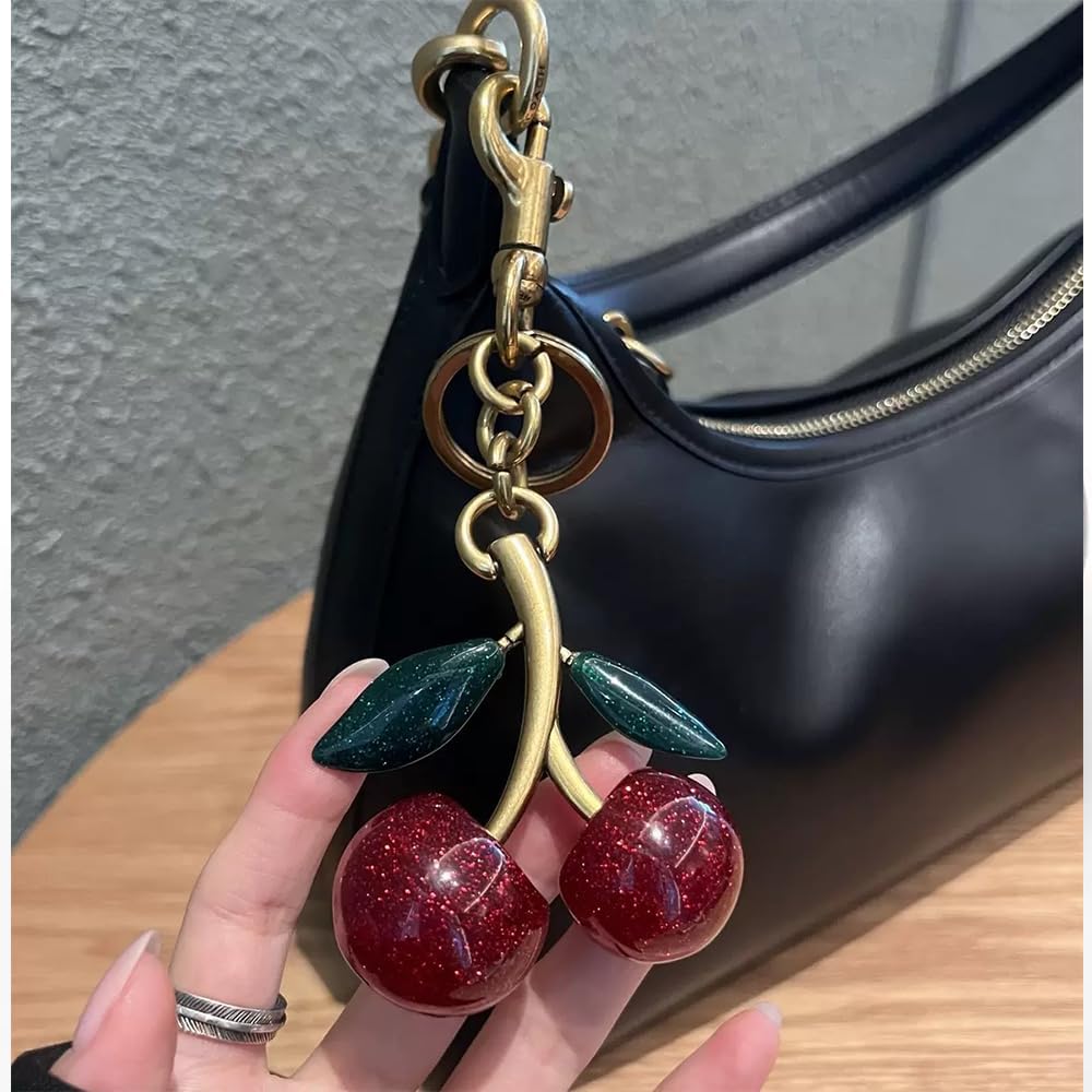Keychain Cherry Bag Charms Purse Key Chains Women Cute Car keyrings leather handbags Fashion Enthusiasts image 4