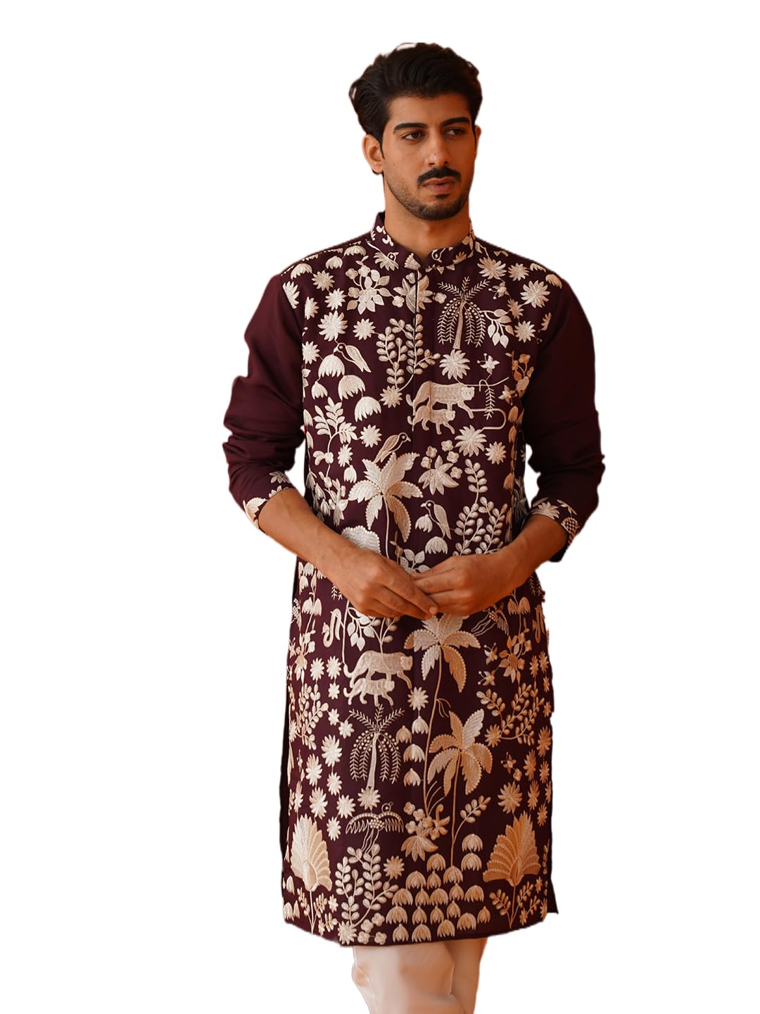 Embroidered Straight Kurta Pyjama Set.-image-17