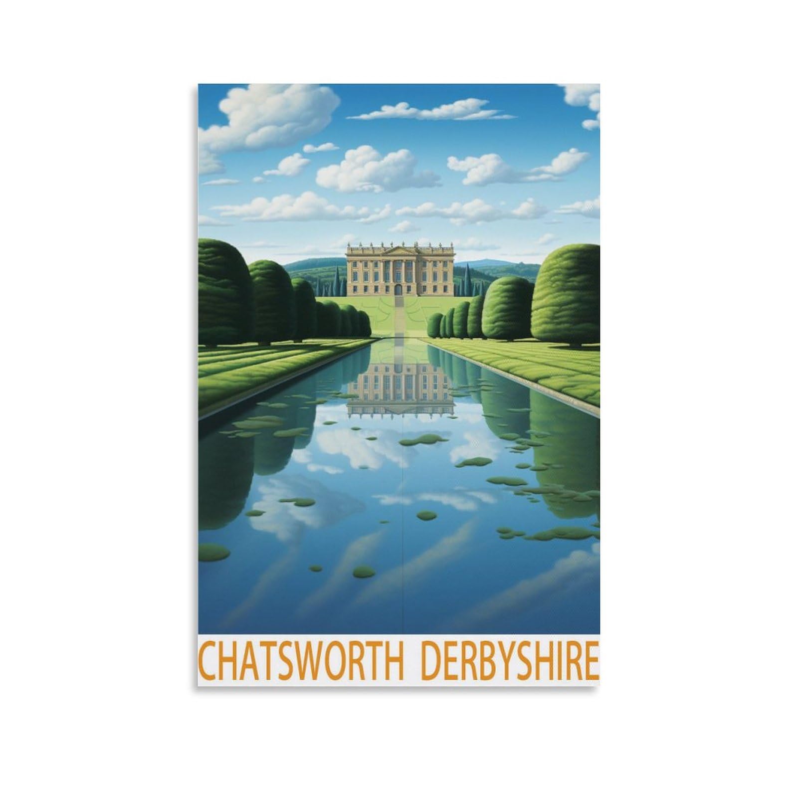 Chatsworth Derbyshire Vintage Travel Posters Landscape 08x12inch(20x30cm) Wall Art Picture Print Canvas Art Poster Modern Family Bedroom Decor Posters