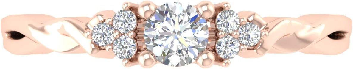 FINEROCK 1/4 Carat Diamond Twisted Engagement Ring in 14K Gold (I1-I2 Clarity)