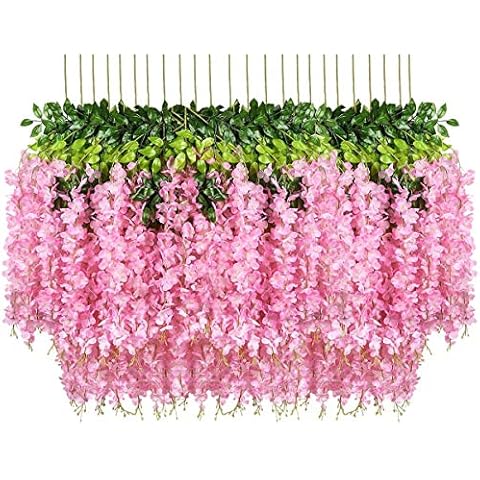 Pauwer 24 Pack Artificial Wisteria Garland Cover