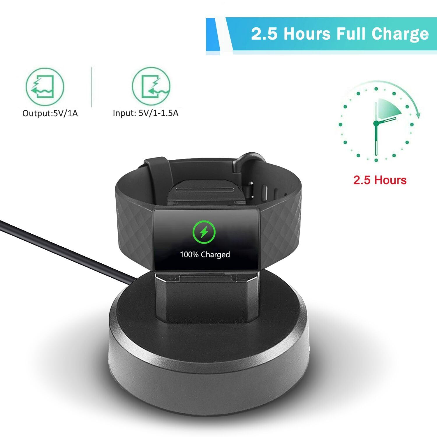 ukiism Charger Dock for Fitbit Watch, Uskiim Anti-Slip Charging Dock Station Base Cradle with 3.3FT USB Cord Replacement for Fitbit Charge 4 Charge 3