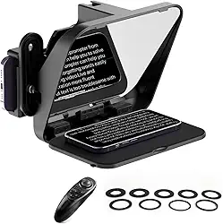Ulanzi RT02 Teleprompter com Controle Remoto e Aplicativo, Portátil, Sem Necessidade de Montagem, Compatível com Câmera iPad Android iPad Mini 5/6 Smartphone Câmera com Anel Adaptador de Lente.