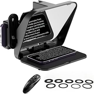 Ulanzi RT02 Teleprompter com Controle Remoto e Aplicativo, Portátil, Sem Necessidade de Montagem, Compatível com Câmera iPad Android iPad Mini 5/6 Smartphone Câmera com Anel Adaptador de Lente.