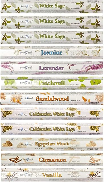 Stamford 37329 White Sage Variety Set Incense Sticks-12 Packs x 20 Sticks, Black, One Size