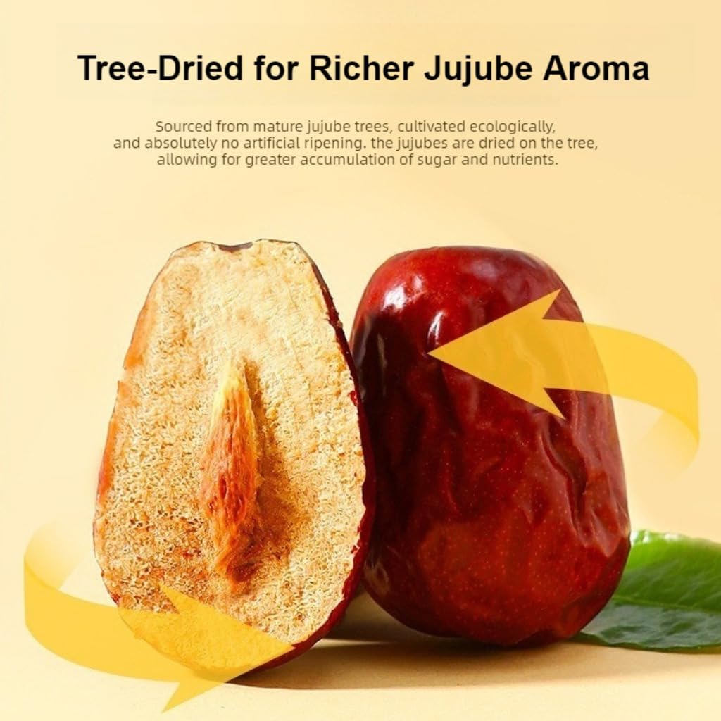 Dattes Rouges Pures Et Naturelles Du Ningxia, Chine (250g * 2) 500g / 17,64oz | Grand Jujube Séché, Sucré Naturel