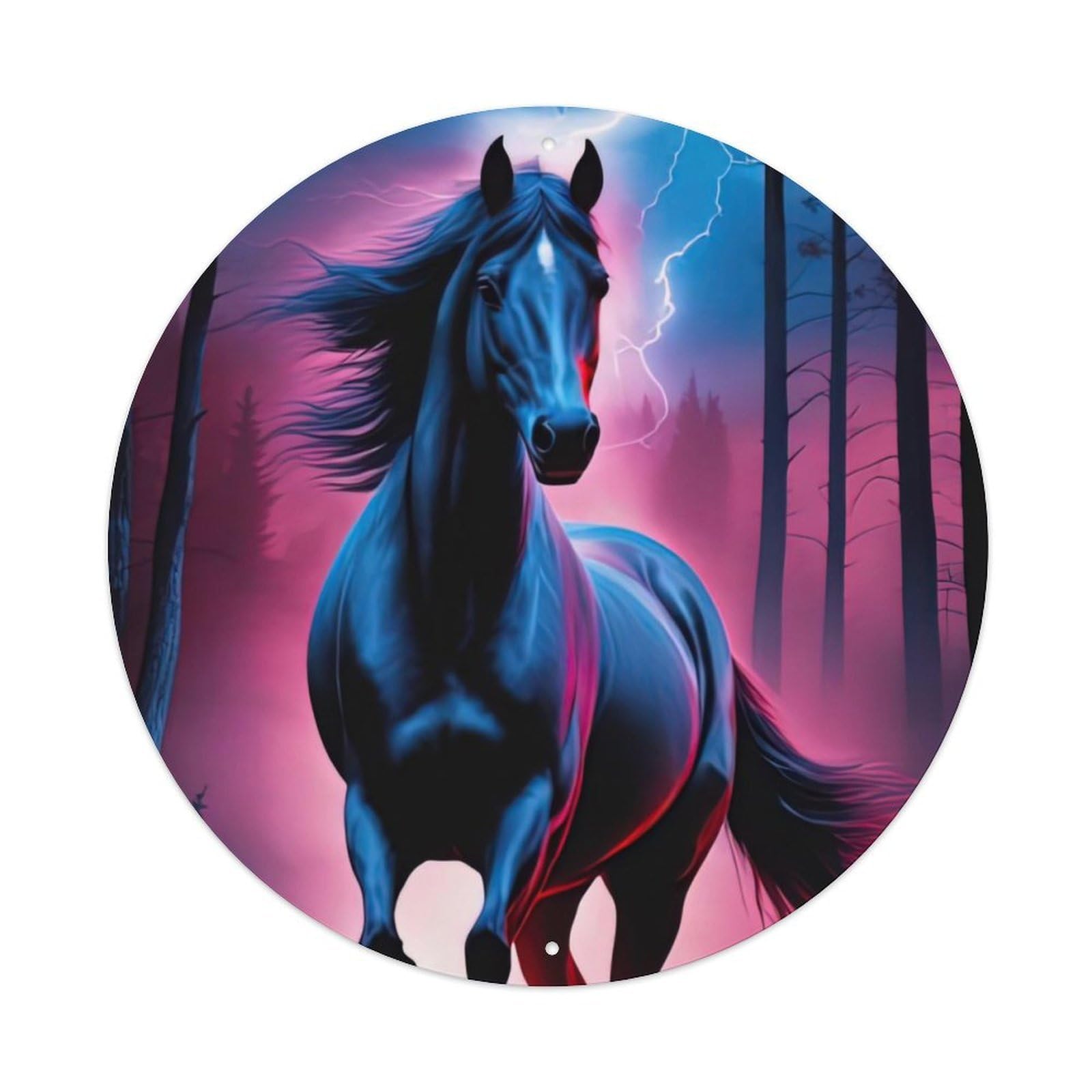 Animal Dark Horses Under The Thunder And Lightning Metal Tin Sign