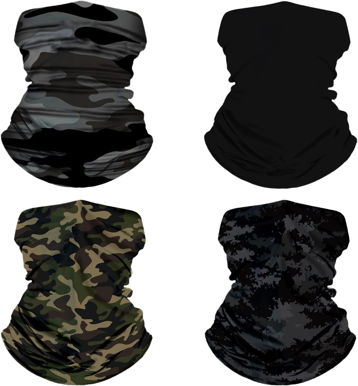 MEJAWDA 4 Pack Bandana Headband Buff Face Cover Neck Gaiter Soft Stretchy Material