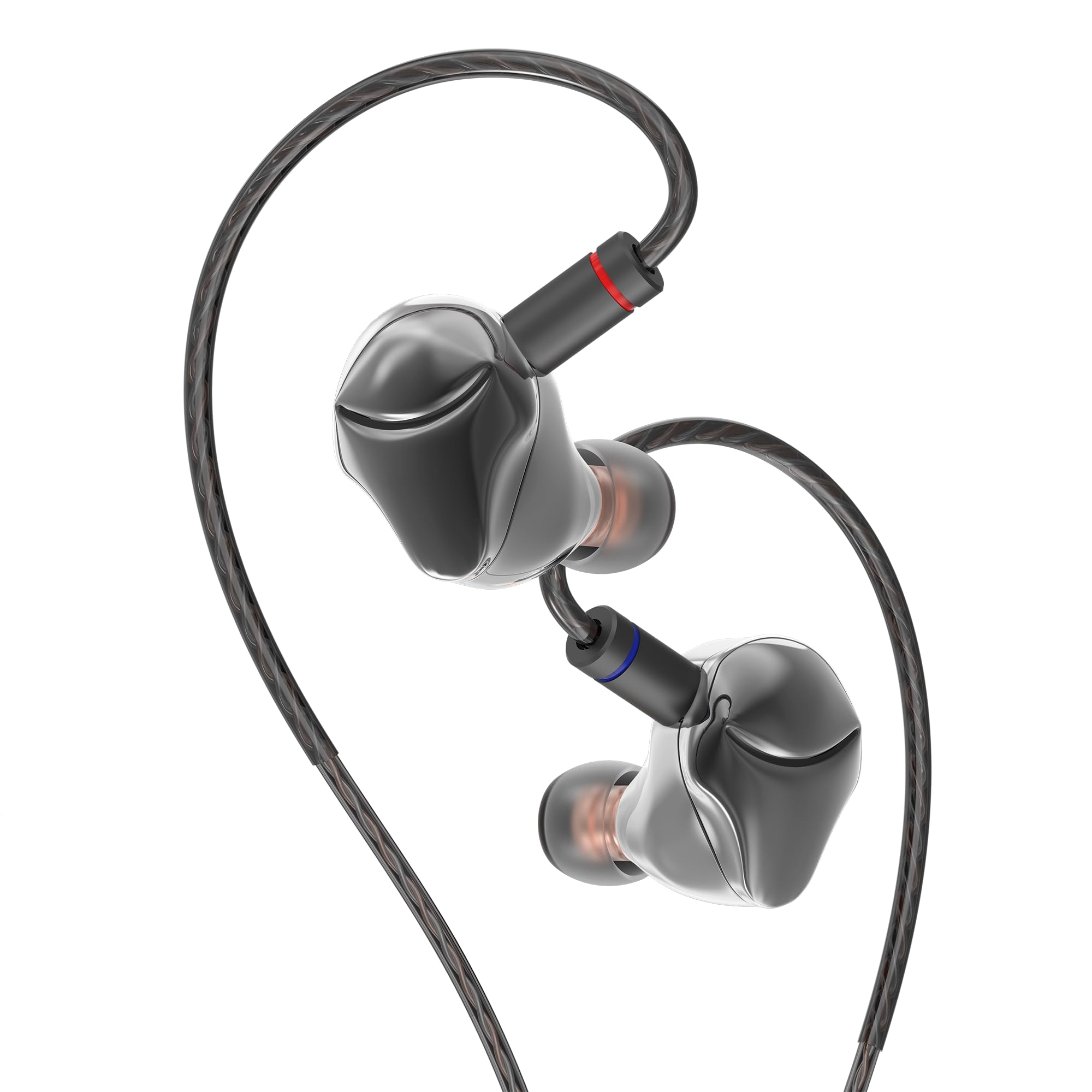 Hidizs MK10 Auriculares In Ear Monitor, 10mm Diapragma Carburo Silicio, Doble Magneto & Doble Cámara Dynamique Driver, Armadura Zinc Puro, 6 Modos Ajuste Profesionales, Cable OFC 3.5mm