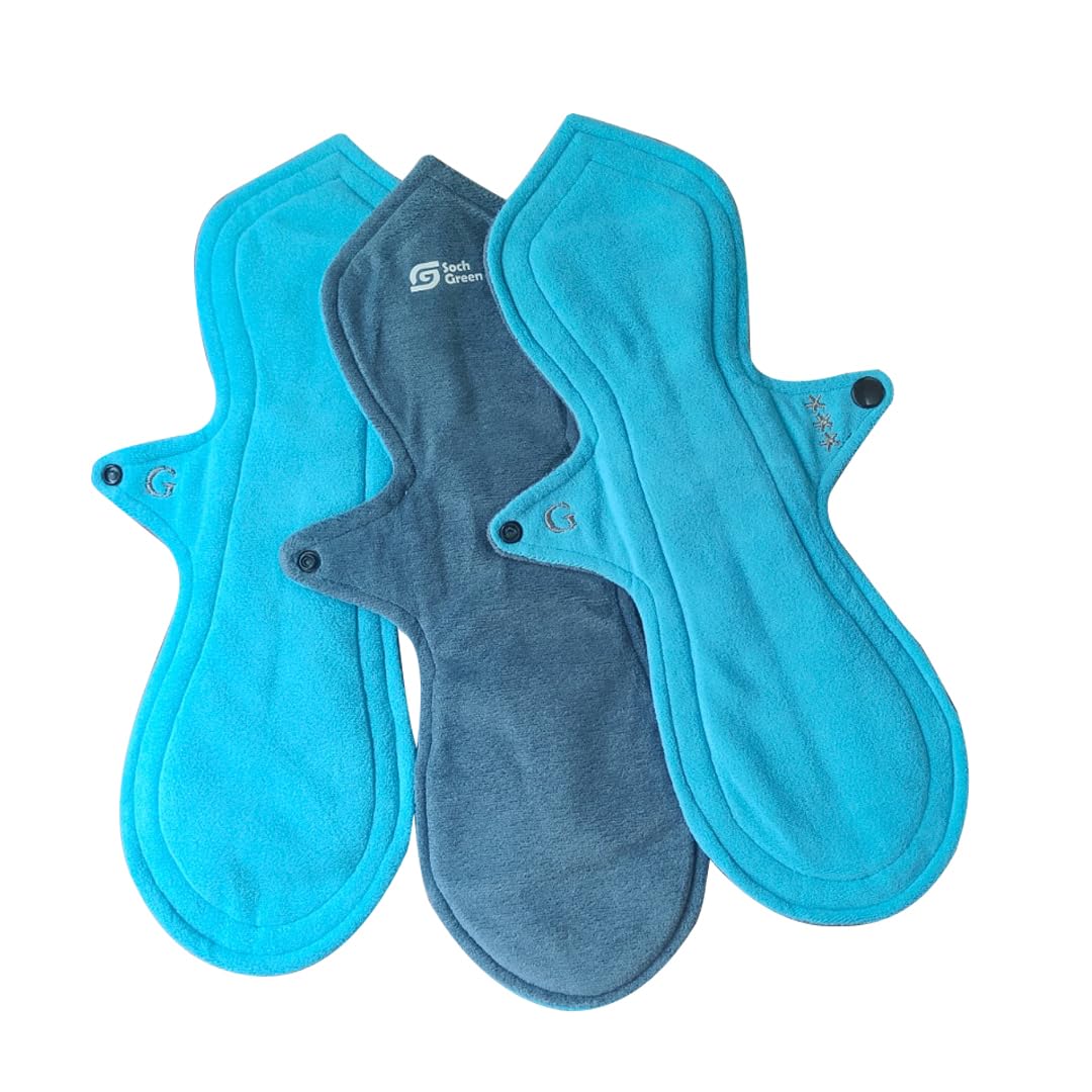SochGreen Reusable, Washable, Leak-Proof Sanitary Premium Cloth Pad- For Super Heavy Flow, Flow with Clots or Postpartum Bleeding (3 pcs) (B0CL4PPXZ6) Amazon Price History, Amazon Price Tracker