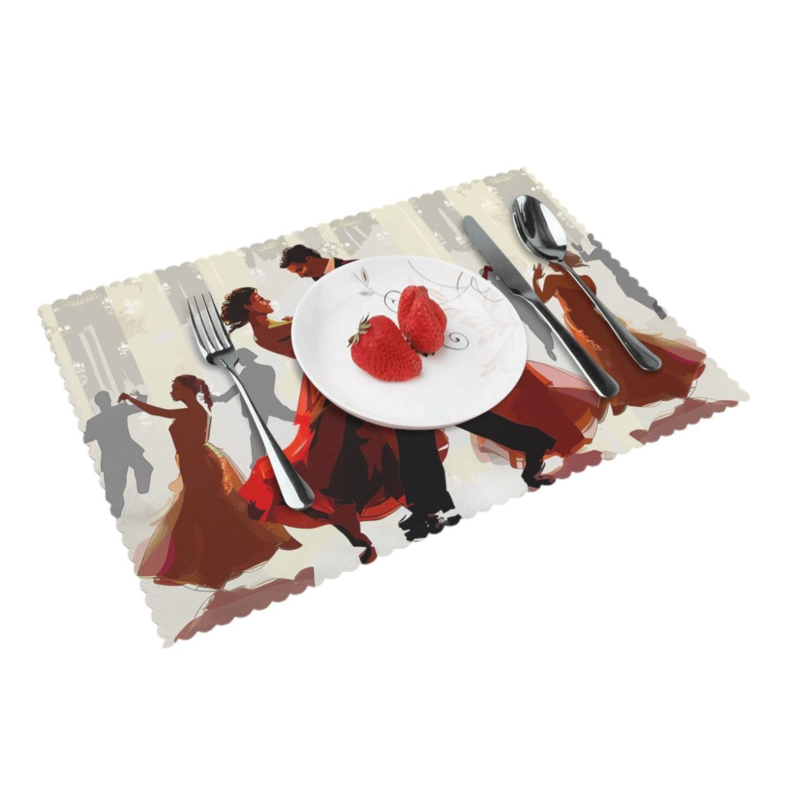 Ballroom Dance Printed Placemat Heat Resistant Place Mats Set of 4 PCS Washable Kitchen Table Mats, 12x18 Inch