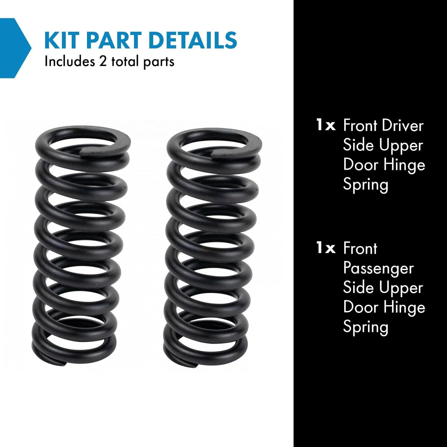 TRQ Front Upper Door Hinge Spring Pair Compatible with 1999 Cadillac Escalade 88-99 Chevrolet GMC C/K1500 88-00 C/K2500 C/K3500 92-99 Chevrolet GMC Suburban C/K1500 C/K2500 95-00 Tahoe 92-00 Yukon