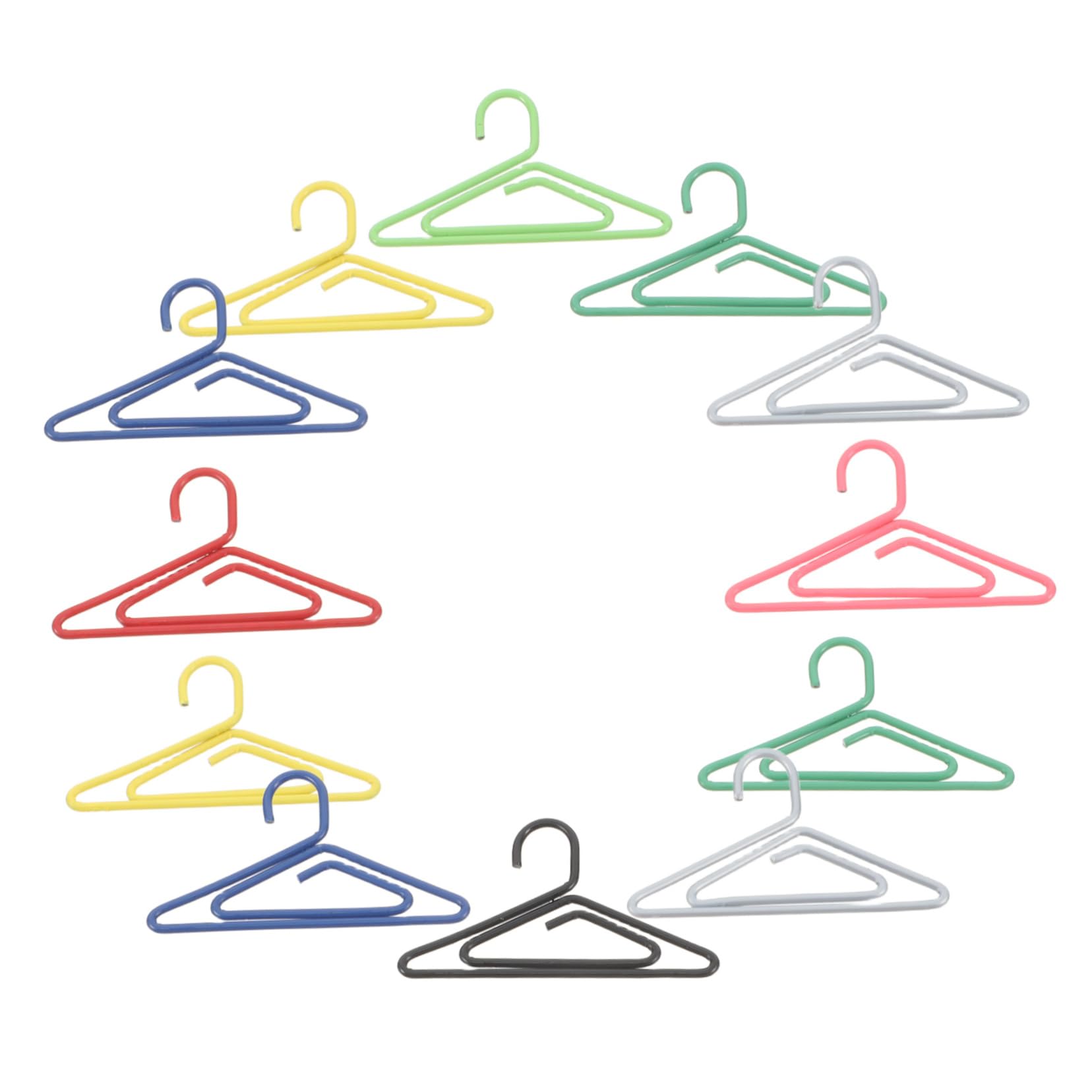 Happyyami 50Pcs Creative Mini Clothes Hanger Shaped Clips Colorful Metal Bookmark and Paper Holder Adorable Design for Organizing Notes and Photos Great Present for Friends and Students