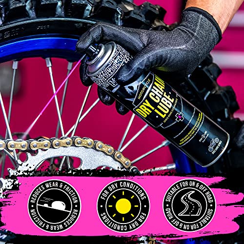 Muc-Off Dry Motorcycle Chain Lube, 400 Millilitres - Premium Motorbike Chain Lubricant Spray - Formulated For Dry Weather Conditions